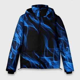 Мужская зимняя куртка 3D с принтом BLUE FIRE FLAME в Курске, верх — 100% полиэстер; подкладка — 100% полиэстер; утеплитель — 100% полиэстер | длина ниже бедра, свободный силуэт Оверсайз. Есть воротник-стойка, отстегивающийся капюшон и ветрозащитная планка. 

Боковые карманы с листочкой на кнопках и внутренний карман на молнии. | bright | fire | flame | heat | light | wildfire | искры | огненный | огонь | пламя | пожар