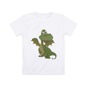 Детская футболка хлопок с принтом дракончик в Курске, 100% хлопок | круглый вырез горловины, полуприлегающий силуэт, длина до линии бедер | 