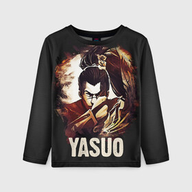 Детский лонгслив 3D с принтом Yasuo в Курске, 100% полиэстер | длинные рукава, круглый вырез горловины, полуприлегающий силуэт
 | jinx | kda | league | lol | moba | pentakill | riot | rise | rus | skins | варвик | варус | воин | легенд | лига | лол | маг | стрелок | танк | чемпион