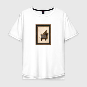 Мужская футболка хлопок Oversize с принтом The Goldfinch в Курске, 100% хлопок | свободный крой, круглый ворот, “спинка” длиннее передней части | the goldfinch | акварель | арт | голландский | животные | искусство | карел | картина | минимализм | рисунок | стиль | фабрициус | художник | щегол