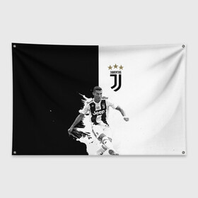 Флаг-баннер с принтом Cristiano Ronaldo в Курске, 100% полиэстер | размер 67 х 109 см, плотность ткани — 95 г/м2; по краям флага есть четыре люверса для крепления | cristiano ronaldo | кри ро | криш | роналдо | футбол | юве | ювентус