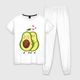 Женская пижама хлопок с принтом Влюбленные Веганы Авокадо в Курске, 100% хлопок | брюки и футболка прямого кроя, без карманов, на брюках мягкая резинка на поясе и по низу штанин | 14 февраля | avocado | based | plant | vegan | авокадо | валентина | веган | влюбленный | день | диета | для девочек | для фитнеса | женская | зож | кето | кето диета | купить | мужская | с авокадо | с принтом | фитнес