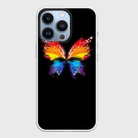 Чехол для iPhone 13 Pro с принтом Бабочка в Курске,  |  | Тематика изображения на принте: art | арт | бабочка | брызги | искусство | картина | краски | крылья | насекомое | потеки | цвета
