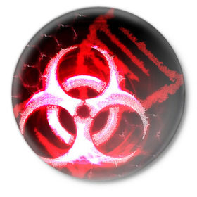 Значок с принтом Plague Inc ShB (Oko) в Курске,  металл | круглая форма, металлическая застежка в виде булавки | авторская | вирус | знаки | игры | интересная | каракули | круг | лабиринт | линии | мозаика | необычная | око | символы | страшная | туннель | черная | эпидемия