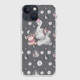 Чехол для iPhone 13 mini с принтом Слоник в Курске,  |  | животные | забавные | медведь | милые | слон
