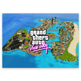 Поздравительная открытка с принтом GRAND THEFT AUTO:VICE CITY в Курске, 100% бумага | плотность бумаги 280 г/м2, матовая, на обратной стороне линовка и место для марки
 | grand theft auto 2 | grand theft auto 3 | grand theft auto v | grand theft auto: san andreas | grand theft auto: vice city | gta 5 | gta online | gta v | город | игры