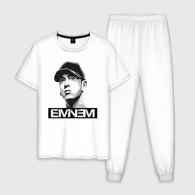 Мужская пижама хлопок с принтом Eminem в Курске, 100% хлопок | брюки и футболка прямого кроя, без карманов, на брюках мягкая резинка на поясе и по низу штанин
 | eminem | evil | ken kaniff | marshall bruce mathers iii | mm | rap | slim shady | маршалл брюс мэтерс iii | рэп | рэп рок | хип хоп | хорроркор | эминем