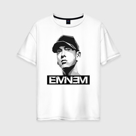 Женская футболка хлопок Oversize с принтом Eminem в Курске, 100% хлопок | свободный крой, круглый ворот, спущенный рукав, длина до линии бедер
 | eminem | evil | ken kaniff | marshall bruce mathers iii | mm | rap | slim shady | маршалл брюс мэтерс iii | рэп | рэп рок | хип хоп | хорроркор | эминем