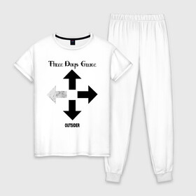 Женская пижама хлопок с принтом Three Days Grace в Курске, 100% хлопок | брюки и футболка прямого кроя, без карманов, на брюках мягкая резинка на поясе и по низу штанин | three days grace