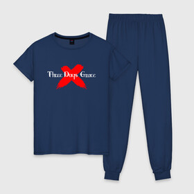 Женская пижама хлопок с принтом Three Days Grace в Курске, 100% хлопок | брюки и футболка прямого кроя, без карманов, на брюках мягкая резинка на поясе и по низу штанин | three days grace