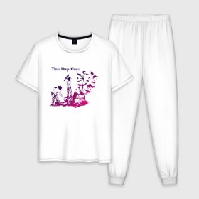 Мужская пижама хлопок с принтом Three Days Grace в Курске, 100% хлопок | брюки и футболка прямого кроя, без карманов, на брюках мягкая резинка на поясе и по низу штанин
 | Тематика изображения на принте: three days grace