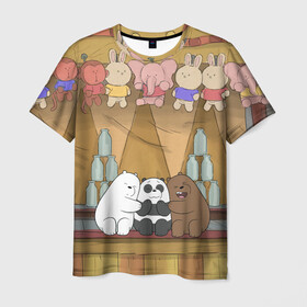 Мужская футболка 3D с принтом We Bare Bear в Курске, 100% полиэфир | прямой крой, круглый вырез горловины, длина до линии бедер | grizzly | ice bear | panda | the three bare bears | vdzajul | we bare bears | белый | вся правда о медведях | гризли | панда | правда