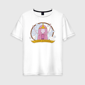 Женская футболка хлопок Oversize с принтом Candy kingdom в Курске, 100% хлопок | свободный крой, круглый ворот, спущенный рукав, длина до линии бедер
 | adventure time | finn the human | jake the dog | vdzajul | джейк | лич | марселин | ооо | рикардио | снежный король | финн | финн парнишка