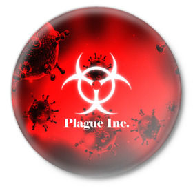 Значок с принтом PLAGUE INC. в Курске,  металл | круглая форма, металлическая застежка в виде булавки | Тематика изображения на принте: molecule | plague inc | абстракция | бактерии | вирус | клетки | медицина | микробы | молекулы | наука | нейрон | нейроны | планета | текстура | текстуры | формула