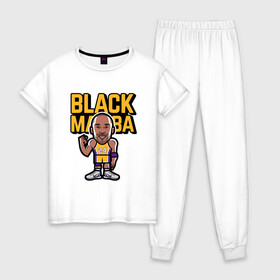 Женская пижама хлопок с принтом Kobe - Black Mamba в Курске, 100% хлопок | брюки и футболка прямого кроя, без карманов, на брюках мягкая резинка на поясе и по низу штанин | basketball | black | bryant | game | james | kobe | kobebryant | lakers | lebron | los angeles | mamba | nba | rip | slam dunk | баскетбол | баскетболист | брайант | браянт | джеймс | игрок | коби | леброн | лейкерс | лос анджеле