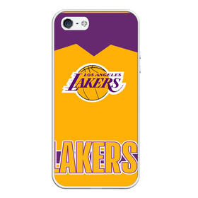 Чехол для iPhone 5/5S матовый с принтом Los Angeles Lakers в Курске, Силикон | Область печати: задняя сторона чехла, без боковых панелей | angeles | bryant | kobe | lakers | los | баскетбольный | клуб