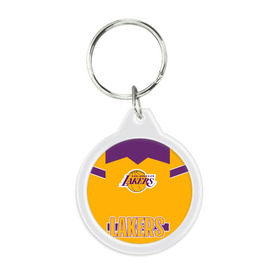 Брелок круглый с принтом Los Angeles Lakers  в Курске, пластик и полированная сталь | круглая форма, металлическое крепление в виде кольца | angeles | bryant | kobe | lakers | los | баскетбольный | клуб