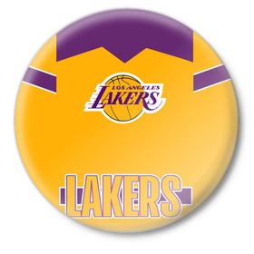 Значок с принтом Los Angeles Lakers  в Курске,  металл | круглая форма, металлическая застежка в виде булавки | angeles | bryant | kobe | lakers | los | баскетбольный | клуб