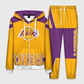 Мужской костюм 3D с принтом Los Angeles Lakers в Курске, 100% полиэстер | Манжеты и пояс оформлены тканевой резинкой, двухслойный капюшон со шнурком для регулировки, карманы спереди | angeles | bryant | kobe | lakers | los | баскетбольный | клуб