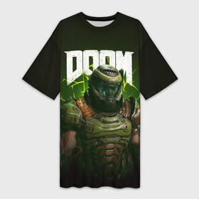 Платье-футболка 3D с принтом Doom Eternal в Курске,  |  | doom | doom 2016 | doom 2020 | doom eternal | doomguy | дум | дум 2020 | дум вечен | дум етернал | дум этернал | думгай