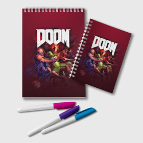 Блокнот с принтом Doom в Курске, 100% бумага | 48 листов, плотность листов — 60 г/м2, плотность картонной обложки — 250 г/м2. Листы скреплены удобной пружинной спиралью. Цвет линий — светло-серый
 | Тематика изображения на принте: doom | doom 2016 | doom 2020 | doom eternal | doom slayer | doomguy | doomslayer | дум | дум 2020 | дум вечен | дум етернал | дум этернал | думгай