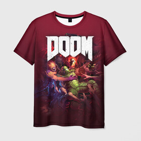 Мужская футболка 3D с принтом Doom в Курске, 100% полиэфир | прямой крой, круглый вырез горловины, длина до линии бедер | doom | doom 2016 | doom 2020 | doom eternal | doom slayer | doomguy | doomslayer | дум | дум 2020 | дум вечен | дум етернал | дум этернал | думгай