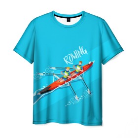 Мужская футболка 3D с принтом Rowers в Курске, 100% полиэфир | прямой крой, круглый вырез горловины, длина до линии бедер | rowing | sport | байдарки | гребец | гребцы | лодки | лодочный спорт | спорт | спортсмен | спортсмены