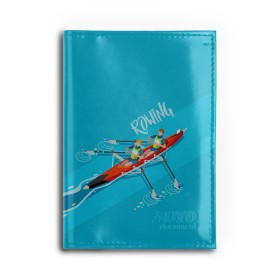 Обложка для автодокументов с принтом Rowers в Курске, натуральная кожа |  размер 19,9*13 см; внутри 4 больших “конверта” для документов и один маленький отдел — туда идеально встанут права | rowing | sport | байдарки | гребец | гребцы | лодки | лодочный спорт | спорт | спортсмен | спортсмены