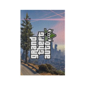 Обложка для паспорта матовая кожа с принтом GTA 5 в Курске, натуральная матовая кожа | размер 19,3 х 13,7 см; прозрачные пластиковые крепления | grand theft auto 2 | grand theft auto 3 | grand theft auto v | grand theft auto: san andreas | grand theft auto: vice city | gta 1 | gta 2 | gta 3 | gta 4 | gta 5 | gta online | gta v | город | игры