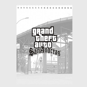 Скетчбук с принтом GTA SanAndreas в Курске, 100% бумага
 | 48 листов, плотность листов — 100 г/м2, плотность картонной обложки — 250 г/м2. Листы скреплены сверху удобной пружинной спиралью | grand theft auto 2 | grand theft auto 3 | grand theft auto v | grand theft auto: san andreas | grand theft auto: vice city | gta 1 | gta 2 | gta 3 | gta 4 | gta 5 | gta online | gta v | город | игры