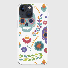 Чехол для iPhone 13 mini с принтом Мексиканские мотивы в Курске,  |  | день мёртвых. череп | мексика | мексиканский | мексиканское | цветок | цветы | черепа
