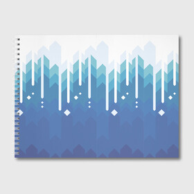 Альбом для рисования с принтом Пиксельные сливки в Курске, 100% бумага
 | матовая бумага, плотность 200 мг. | Тематика изображения на принте: белый | геометрия | капли | молоко | пиксели | синий | сливки | узор | узоры