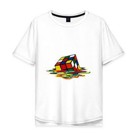 Мужская футболка хлопок Oversize с принтом Кубик Рубика в Курске, 100% хлопок | свободный крой, круглый ворот, “спинка” длиннее передней части | kubik rubika | головоломка | игра | куб | кубик рубика