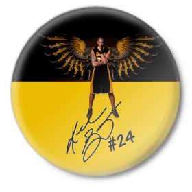 Значок с принтом Kobe Bryant в Курске,  металл | круглая форма, металлическая застежка в виде булавки | angeles | bryant | kobe | lakers | los | nba | баскетбольный | клуб