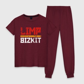 Женская пижама хлопок с принтом LIMP BIZKIT в Курске, 100% хлопок | брюки и футболка прямого кроя, без карманов, на брюках мягкая резинка на поясе и по низу штанин | dj lethal | limp bizkit | rock | джон отто | лимп бизкит | майк смит | музыка | роб уотерс | рок | сэм риверс | терри бальзамо | уэс борланд | фред дёрст