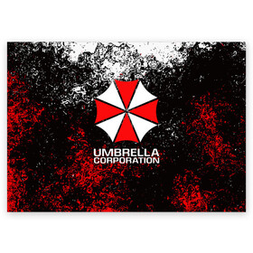 Поздравительная открытка с принтом UMBRELLA CORP в Курске, 100% бумага | плотность бумаги 280 г/м2, матовая, на обратной стороне линовка и место для марки
 | ada wong | biohazard | leon | nemesis | project resistance | raccoon city | re2 | resident evil 2 | rpd | stars | umbrella | ада вонг | амбрелла | немесис | ужасы