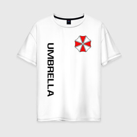 Женская футболка хлопок Oversize с принтом UMBRELLA CORP(+спина) в Курске, 100% хлопок | свободный крой, круглый ворот, спущенный рукав, длина до линии бедер
 | ada wong | biohazard | leon | nemesis | project resistance | raccoon city | re2 | resident evil 2 | rpd | stars | umbrella | ада вонг | амбрелла | немесис | ужасы
