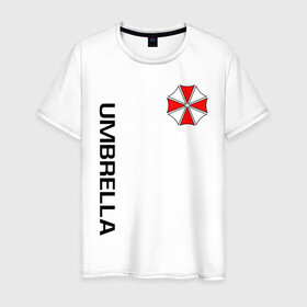 Мужская футболка хлопок с принтом UMBRELLA CORP(+спина) в Курске, 100% хлопок | прямой крой, круглый вырез горловины, длина до линии бедер, слегка спущенное плечо. | Тематика изображения на принте: ada wong | biohazard | leon | nemesis | project resistance | raccoon city | re2 | resident evil 2 | rpd | stars | umbrella | ада вонг | амбрелла | немесис | ужасы