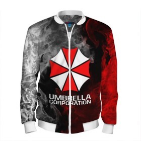 Мужской бомбер 3D с принтом UMBRELLA CORP в Курске, 100% полиэстер | застегивается на молнию, по бокам два кармана без застежек, по низу бомбера и на воротнике - эластичная резинка | Тематика изображения на принте: ada wong | biohazard | leon | nemesis | project resistance | raccoon city | re2 | resident evil 2 | rpd | stars | umbrella | ада вонг | амбрелла | немесис | ужасы