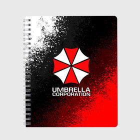 Тетрадь с принтом UMBRELLA CORP в Курске, 100% бумага | 48 листов, плотность листов — 60 г/м2, плотность картонной обложки — 250 г/м2. Листы скреплены сбоку удобной пружинной спиралью. Уголки страниц и обложки скругленные. Цвет линий — светло-серый
 | ada wong | biohazard | leon | nemesis | project resistance | raccoon city | re2 | resident evil 2 | rpd | stars | umbrella | ада вонг | амбрелла | немесис | ужасы