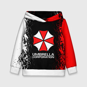 Детская толстовка 3D с принтом UMBRELLA CORP в Курске, 100% полиэстер | двухслойный капюшон со шнурком для регулировки, мягкие манжеты на рукавах и по низу толстовки, спереди карман-кенгуру с мягким внутренним слоем | ada wong | biohazard | leon | nemesis | project resistance | raccoon city | re2 | resident evil 2 | rpd | stars | umbrella | ада вонг | амбрелла | немесис | ужасы