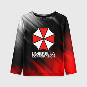 Детский лонгслив 3D с принтом UMBRELLA CORP в Курске, 100% полиэстер | длинные рукава, круглый вырез горловины, полуприлегающий силуэт
 | ada wong | biohazard | leon | nemesis | project resistance | raccoon city | re2 | resident evil 2 | rpd | stars | umbrella | ада вонг | амбрелла | немесис | ужасы