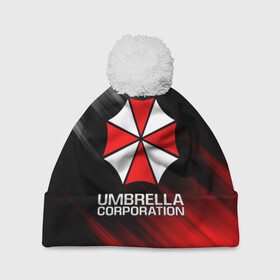 Шапка 3D c помпоном с принтом UMBRELLA CORP в Курске, 100% полиэстер | универсальный размер, печать по всей поверхности изделия | ada wong | biohazard | leon | nemesis | project resistance | raccoon city | re2 | resident evil 2 | rpd | stars | umbrella | ада вонг | амбрелла | немесис | ужасы