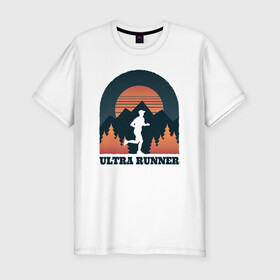 Мужская футболка хлопок Slim с принтом Бег в Курске, 92% хлопок, 8% лайкра | приталенный силуэт, круглый вырез ворота, длина до линии бедра, короткий рукав | forest | run | runner | sunset | бег | для бега | марафон | спорт | фитнес