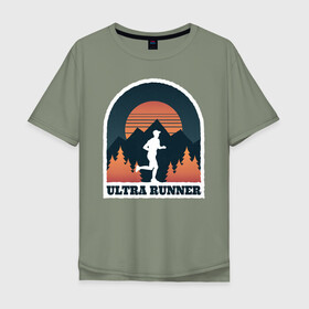 Мужская футболка хлопок Oversize с принтом Бег в Курске, 100% хлопок | свободный крой, круглый ворот, “спинка” длиннее передней части | forest | run | runner | sunset | бег | для бега | марафон | спорт | фитнес