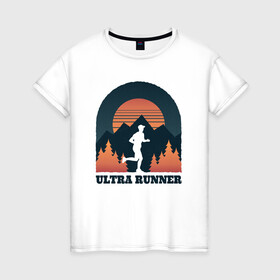 Женская футболка хлопок с принтом Бег в Курске, 100% хлопок | прямой крой, круглый вырез горловины, длина до линии бедер, слегка спущенное плечо | forest | run | runner | sunset | бег | для бега | марафон | спорт | фитнес