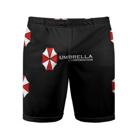 Мужские шорты спортивные с принтом Umbrella Corporation в Курске,  |  | апокалипсис | зла | зомби | обитель | твирус