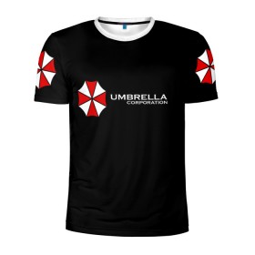 Мужская футболка 3D спортивная с принтом Umbrella Corporation в Курске, 100% полиэстер с улучшенными характеристиками | приталенный силуэт, круглая горловина, широкие плечи, сужается к линии бедра | апокалипсис | зла | зомби | обитель | твирус