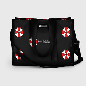 Сумка-шоппер 3D с принтом Umbrella Corporation в Курске, 100% полиэстер | застегивается на металлическую кнопку; внутренний карман застегивается на молнию. Стенки укреплены специальным мягким материалом, чтобы защитить содержимое от несильных ударов
 | апокалипсис | зла | зомби | обитель | твирус