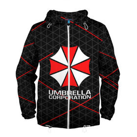 Мужская ветровка 3D с принтом UMBRELLA CORP в Курске, 100% полиэстер | подол и капюшон оформлены резинкой с фиксаторами, два кармана без застежек по бокам, один потайной карман на груди | ada wong | biohazard | leon | nemesis | project resistance | raccoon city | re2 | resident evil 2 | rpd | stars | umbrella | ада вонг | амбрелла | немесис | ужасы